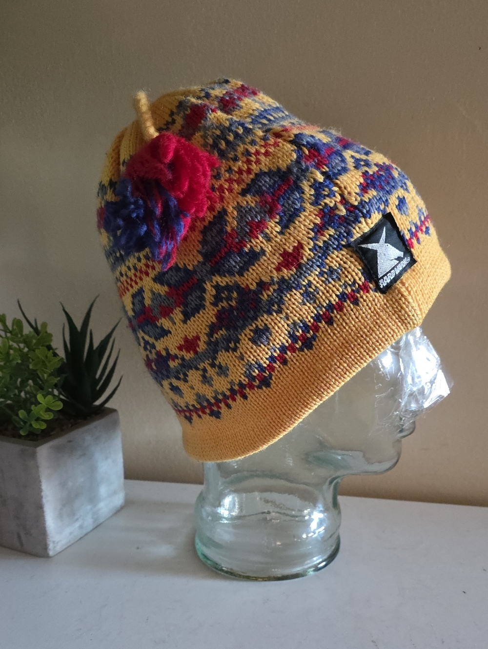 Vintage Aardvark Wool Beanie W/Tassel  Pompom - Made In Canada - O/S